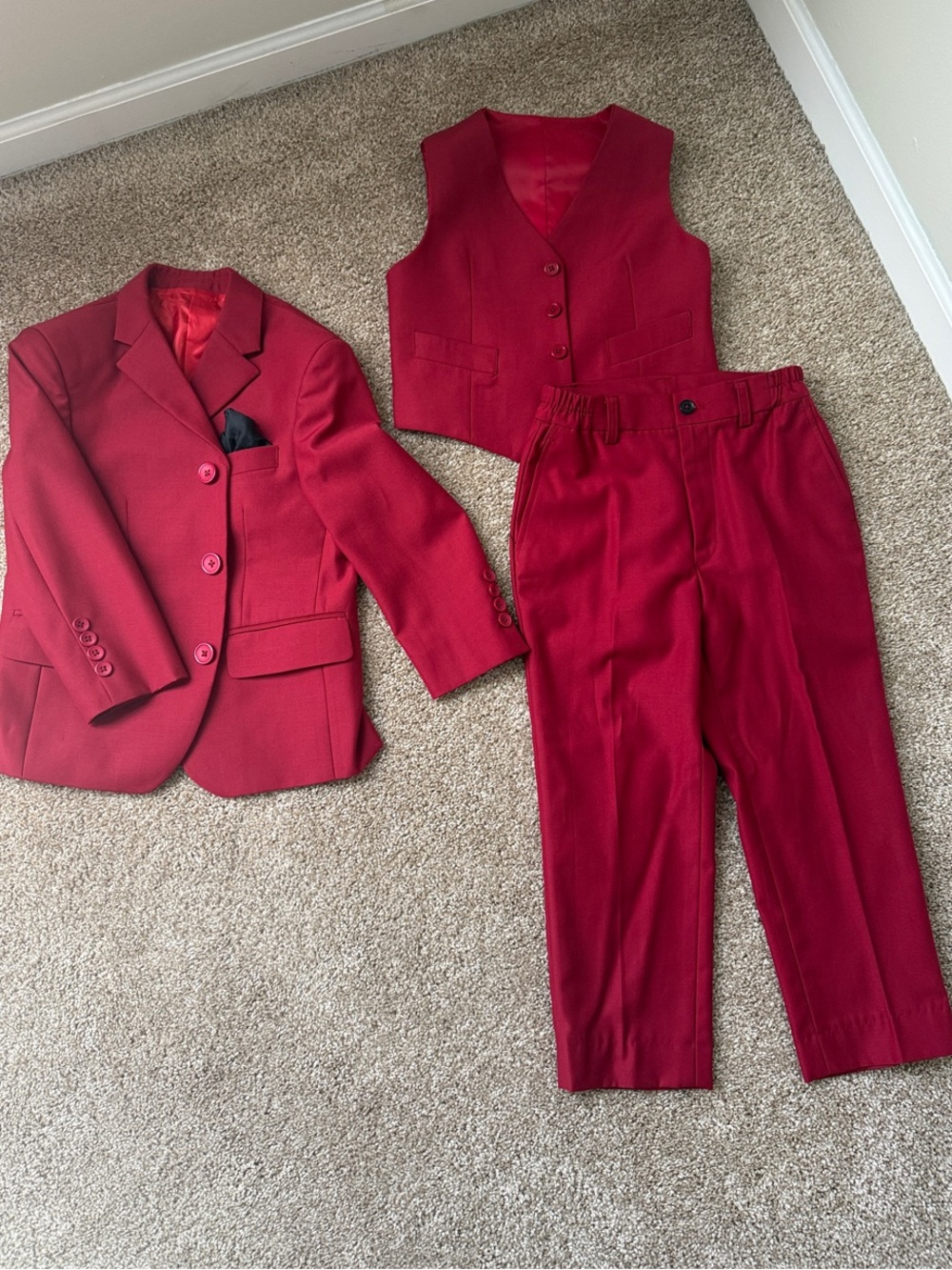 Red Boy’s Tailored Suit Pants & Vest Set